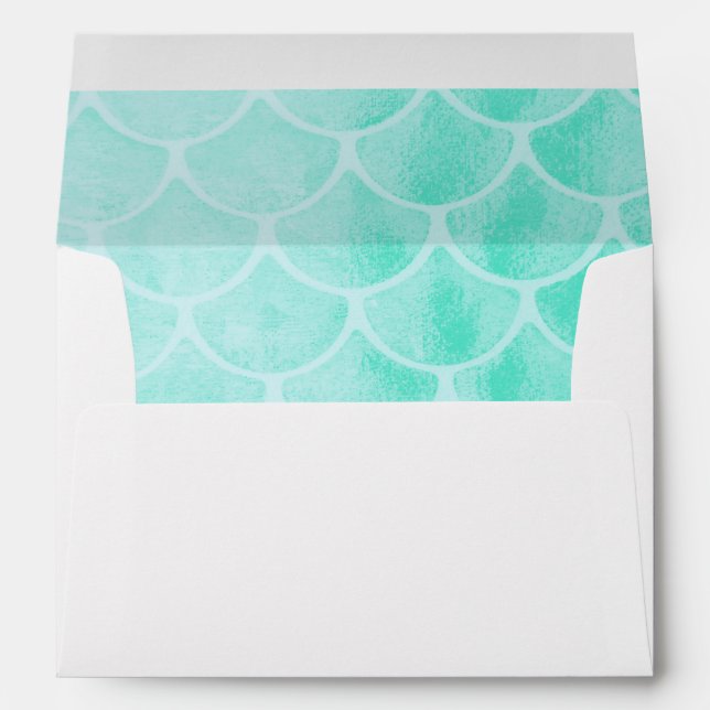 Aqua Mermaid Scales | Seashell Envelopes (Back (Bottom))