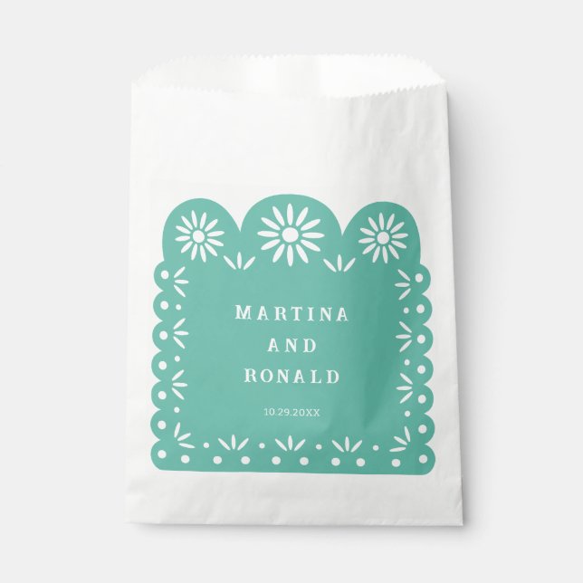 AQUA MEXICAN PAPEL PICADO FAVOUR BAG (Front)