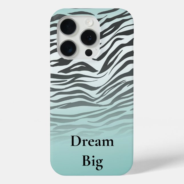 Aqua Mint Black Zebra Print Ombre Case-Mate iPhone Case (Back)