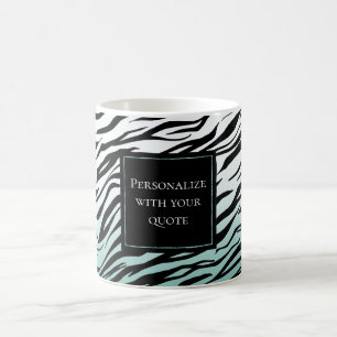 Aqua Mint Black Zebra Print Ombre Coffee Mug