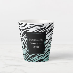 Aqua Mint Black Zebra Print Ombre Latte Mug