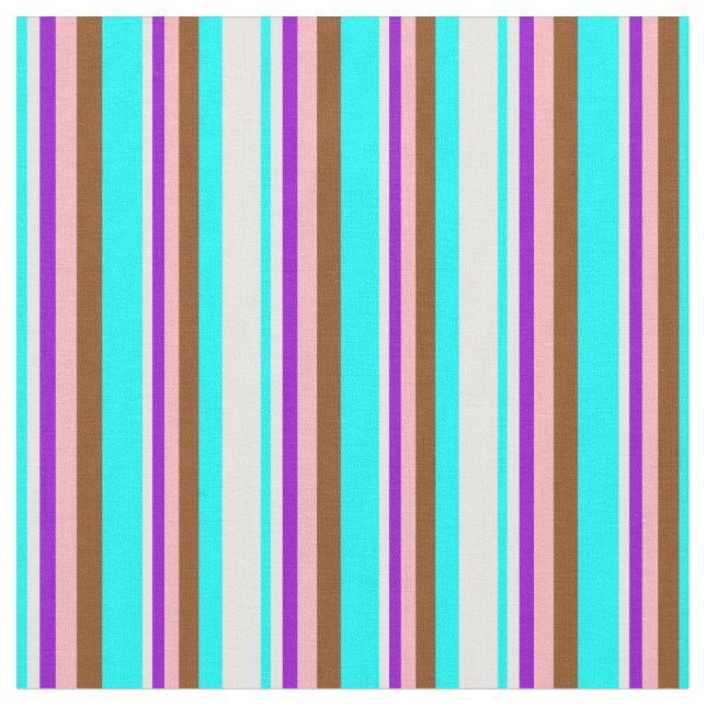 Aqua, Mint Cream, Dark Violet, Light Pink & Brown Fabric (Close Up)