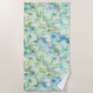 Aqua Mint Gold Marble Abstract Beach Towel