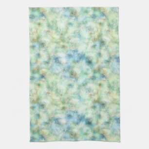 Aqua Mint Gold Marble Abstract Tea Towel