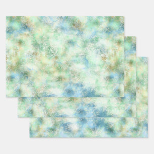 Aqua Mint Gold Marble Abstract Wrapping Paper Sheet