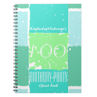 Aqua Mint Green Colours 100th birthday Guest Book