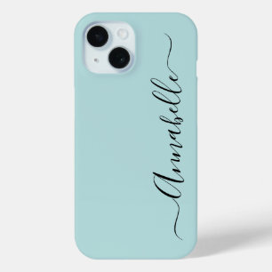 Aqua Mint Green Personalised Name iPhone 15 Case
