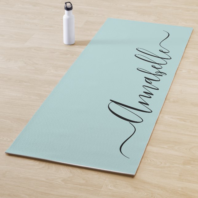 Aqua Mint Green Personalised Name Yoga Mat (In Situ)