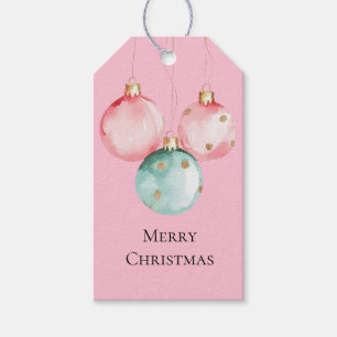 Aqua Mint Pink Gold Christmas Ornaments Gift Tags