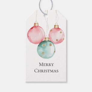 Aqua Mint Pink Gold White Christmas Ornaments Gift Tags