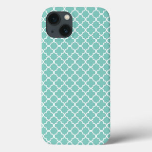 Aqua Mint Quatrefoil Pattern iPhone 13 Case