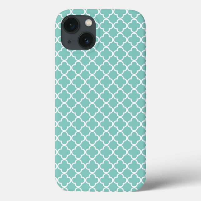 Aqua Mint Quatrefoil Pattern Case-Mate iPhone Case (Back)