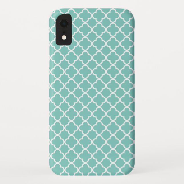 Aqua Mint Quatrefoil Pattern Case-Mate iPhone Case (Back)
