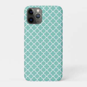 Aqua Mint Quatrefoil Pattern iPhone 11 Pro Case