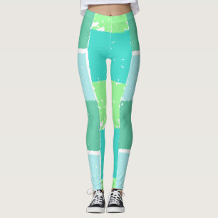 Aqua Mint Trendy Colours Faux-Batik Leggings