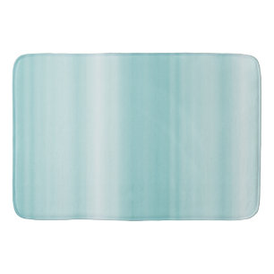 Aqua Mint White Beach Vibes Stripes Bath Mat