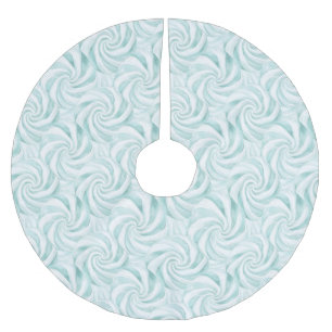 Aqua Mint White Swirls Christmas Brushed Polyester Tree Skirt