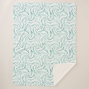 Aqua Mint White Swirls Christmas Sherpa Blanket