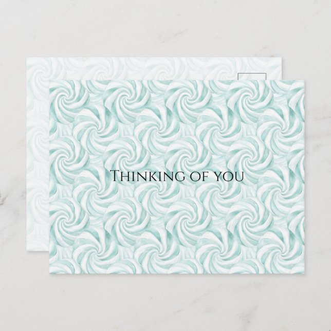 Aqua Mint White Swirls Thinking of you Postcard (Front/Back)