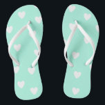 Aqua Mint with Cute White Hearts Pattern Thongs<br><div class="desc">NewParkLane - Flip Flops,  with a cute pattern of hand drawn little white hearts,  against a trendy aqua mint background.
Check out this collection for matching items. Also available in hot pink & blush pink.</div>