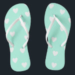Aqua Mint with Cute White Hearts Pattern Thongs<br><div class="desc">NewParkLane - Flip Flops,  with a cute pattern of hand drawn little white hearts,  against a trendy aqua mint background.
Check out this collection for matching items. Also available in hot pink & blush pink.</div>