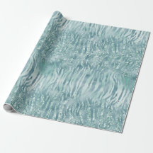 Aqua Mint Zebra Print Confetti Glitter