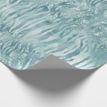 Aqua Mint Zebra Print Confetti Glitter