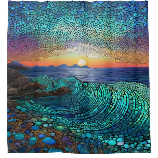 Aqua Mirage Seascape Shower Curtain (Front)