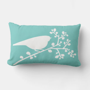 Aqua Mod Single Bird and Berries {pick your colour Lumbar Cushion