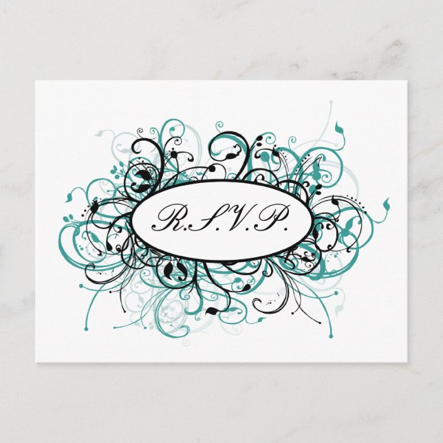 aqua mod Wedding rsvp card (Front)
