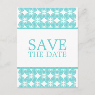Aqua Modern Deco Save the Date Postcard