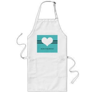 Aqua Modern Heart Apron