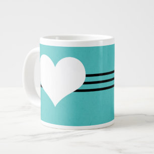 Aqua Modern Heart Jumbo Mug