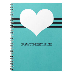 Aqua Modern Heart Notebook