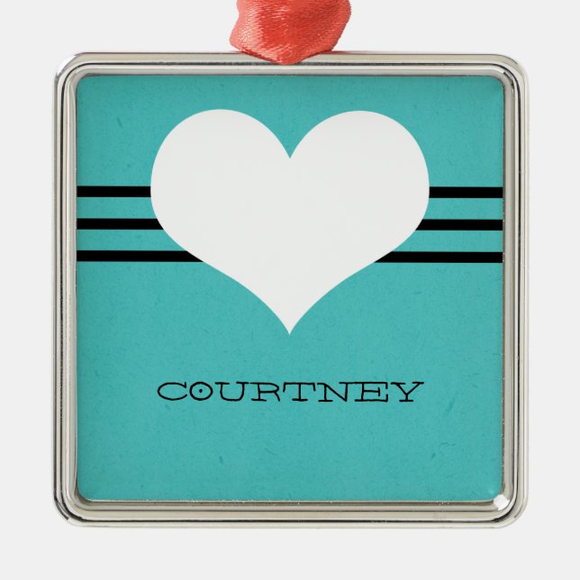 Aqua Modern Heart Ornament (Front)