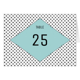 Aqua Modern Polka Dots Table Number