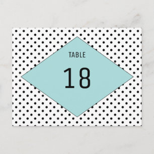 Aqua Modern Polka Dots Table Number Postcard