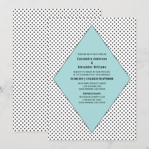 Aqua Modern Polka Dots Wedding Invite