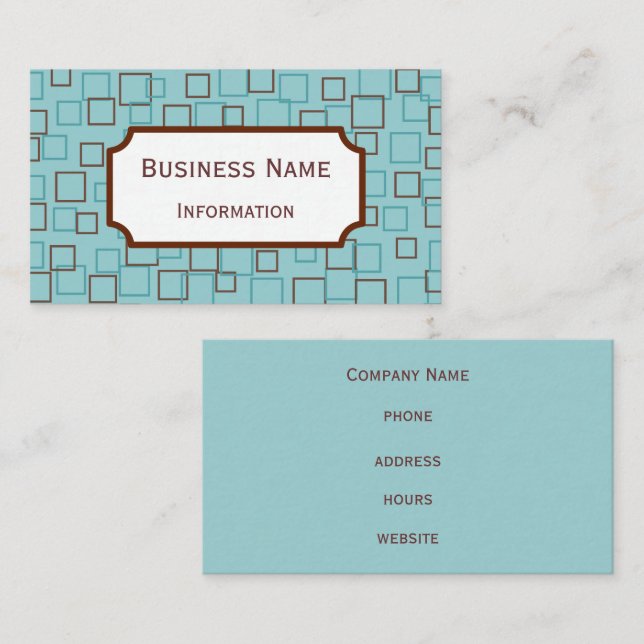 Aqua Modern Squares Business Cards (Front/Back)