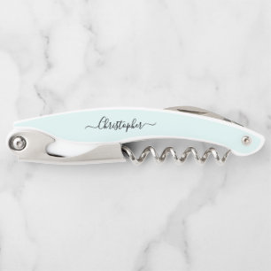 Aqua Monogram Beer Wine Corkscrew Bottle Opener