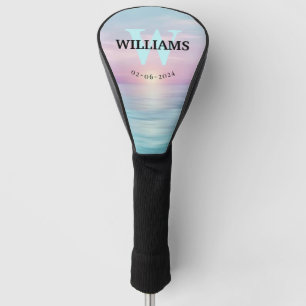 Aqua Monogram Initial and Name Personalised Golf H Head Cover