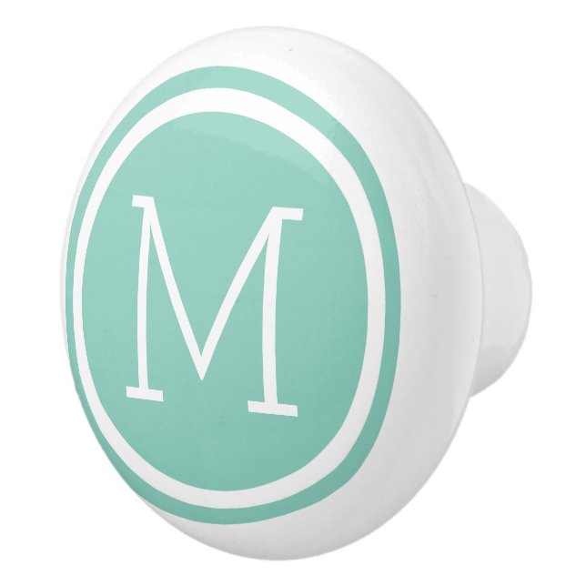 Aqua Monogram Personalised Drawer Knob (Right)