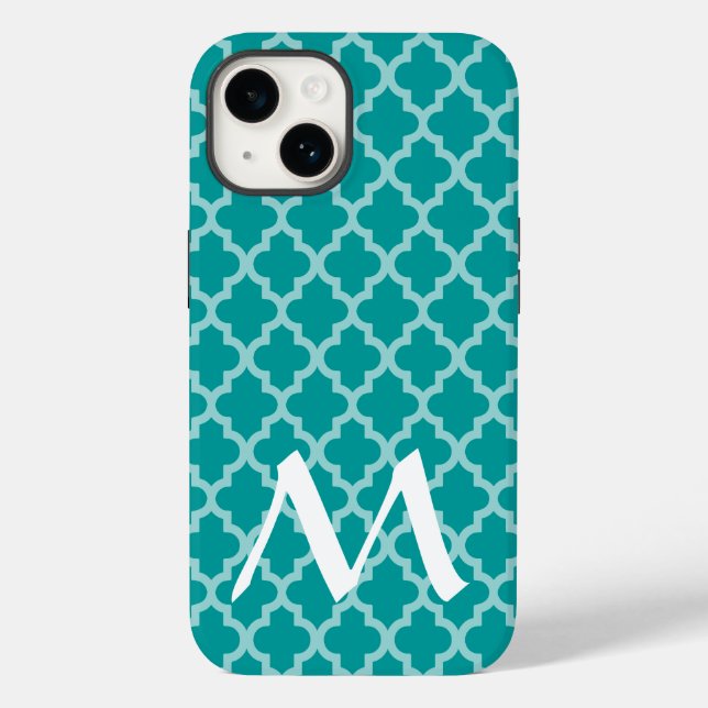 Aqua Moroccan Moods Quatrefoil Case-Mate iPhone Case (Back)