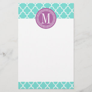Aqua Moroccan Tiles Lattice Personalised Stationery