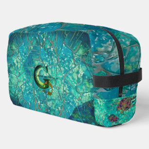 Aqua Mosaic Lg Zippered_Bag Turtles Indigenosity Dopp Kit