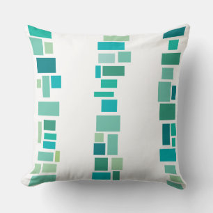 Aqua MOSIAC TILES DESIGN Retro Throw Pillow