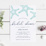 Aqua & Navy Starfish Bridal Shower Invitation<br><div class="desc">Our coastal chic bridal shower invitations feature classic nautical styling with a clean, minimalist look and a lighthearted touch of marine life. Design features three turquoise aqua starfish illustrations at the top, with your bridal shower details beneath in a chic combo of navy blue serif and sans serif lettering. Perfect...</div>