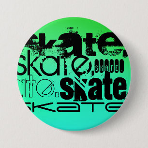 Aqua, Neon Green Gradient; Skate 7.5 Cm Round Badge