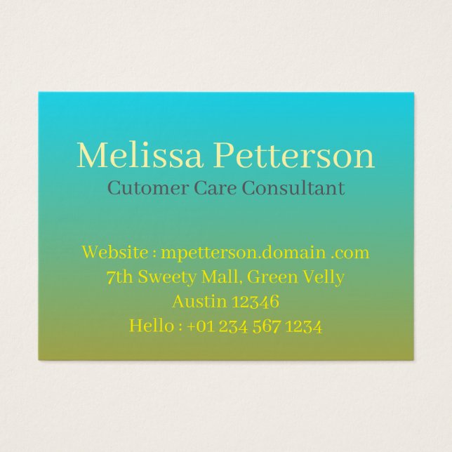 Aqua–Olive Smooth Gradient, Business Cards (Front)