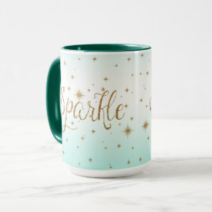 Aqua Ombre Gold Sparkles Mug